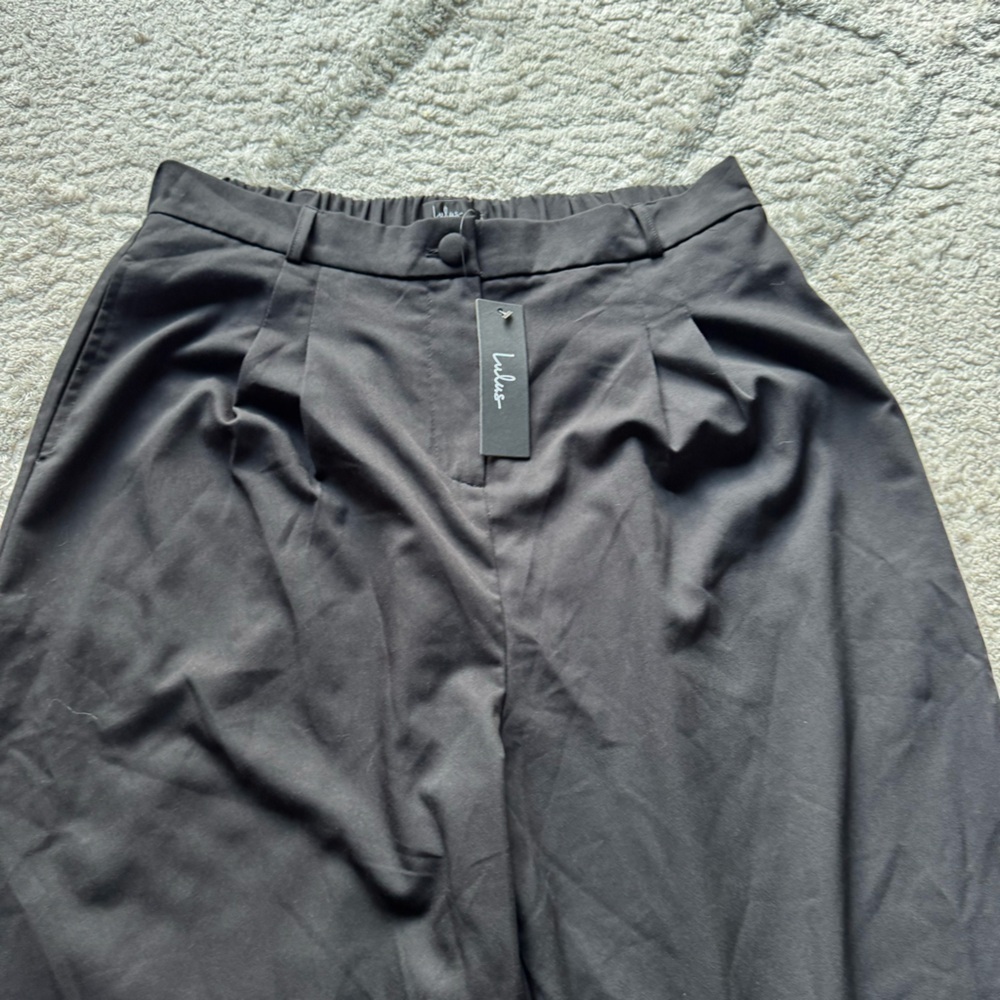 Lulus black trouser pants high rise straight leg loose fit taper XL new - Picture 3 of 7